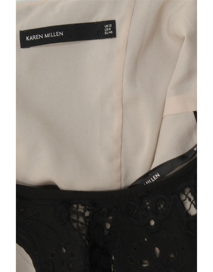 KAREN MILLEN Dame Ærmeløs Bodycon Kjole UK 12 Medium Sort Polyester