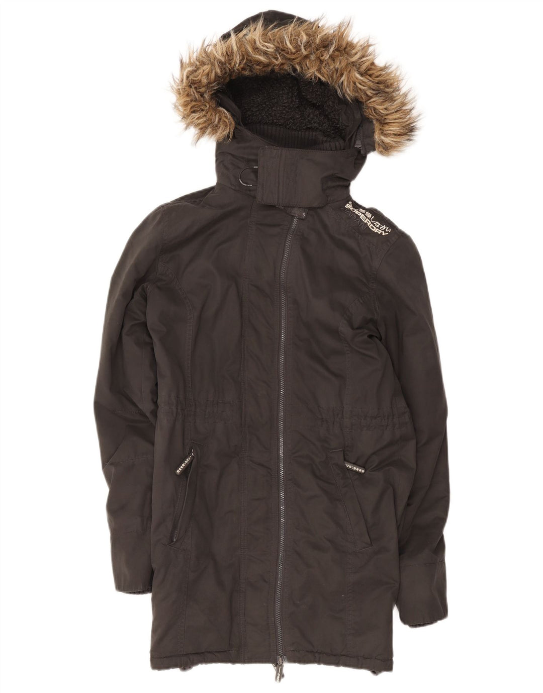 Superdry Sherpa Parkajakke med hætte til kvinder UK 12 Medium Black Polyester