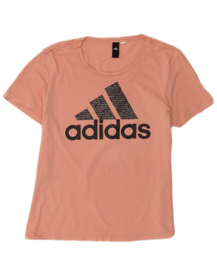 Adidas Dame Grafisk T-Shirt Top UK 14 Medium Orange