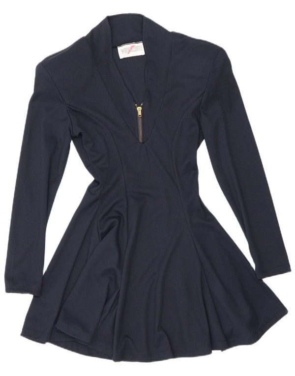 White Stuff Dame Langærmet A-Line Kjole UK 12 Medium Navy Blue