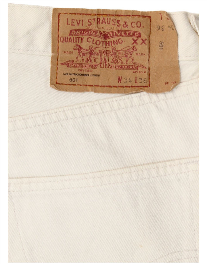 Levi's Herre 501 Straight Jeans W34 L31 Hvid Bomuld