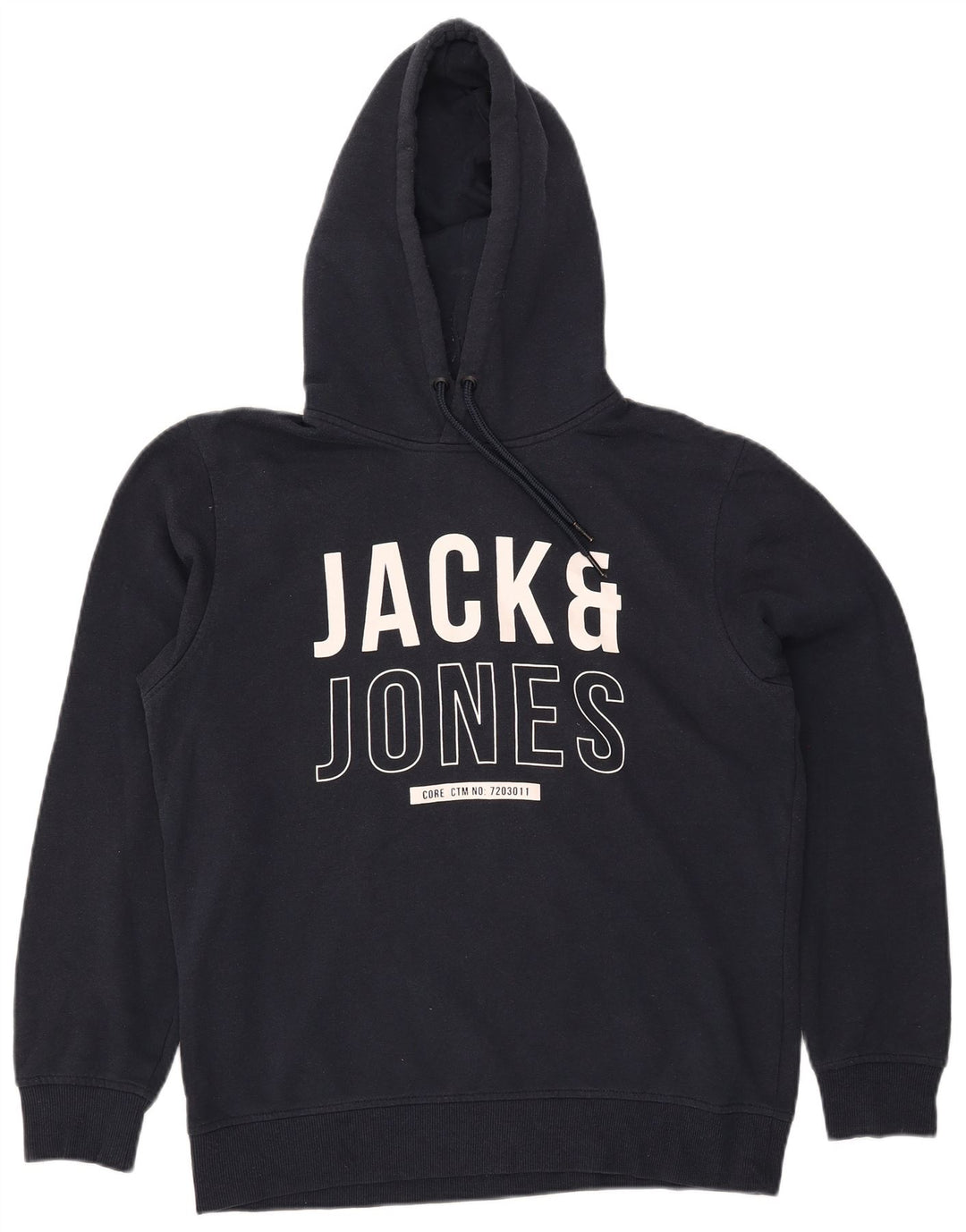 JACK & JONES Grafisk hættetrøje til mænd Stor marineblå polyester