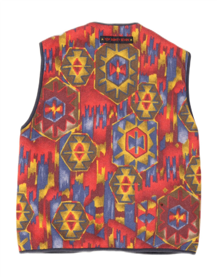 Vintage Herre Vendbar Gilet UK 38 Medium Rød Geometrisk