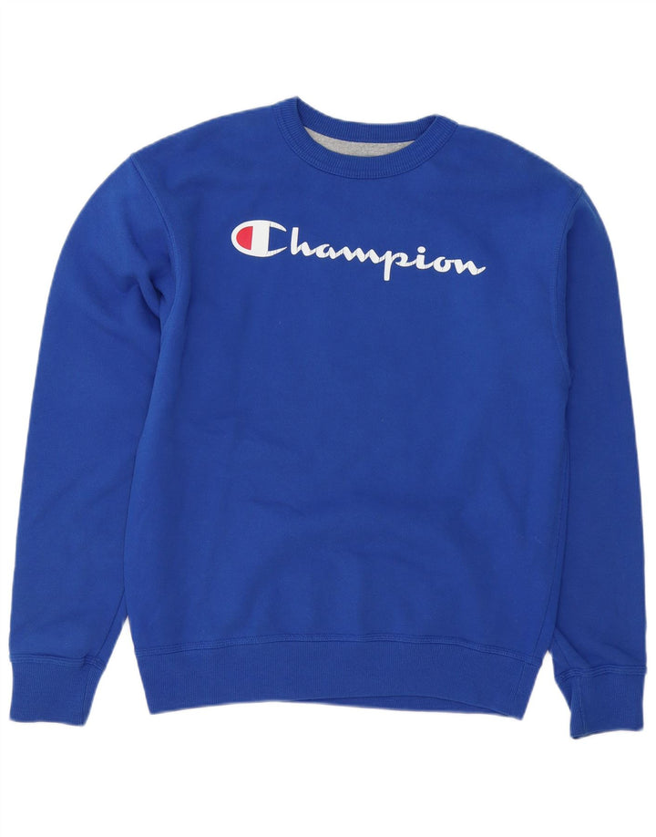 Champion Herre Grafisk Sweatshirt Jumper Medium Blå Bomuld