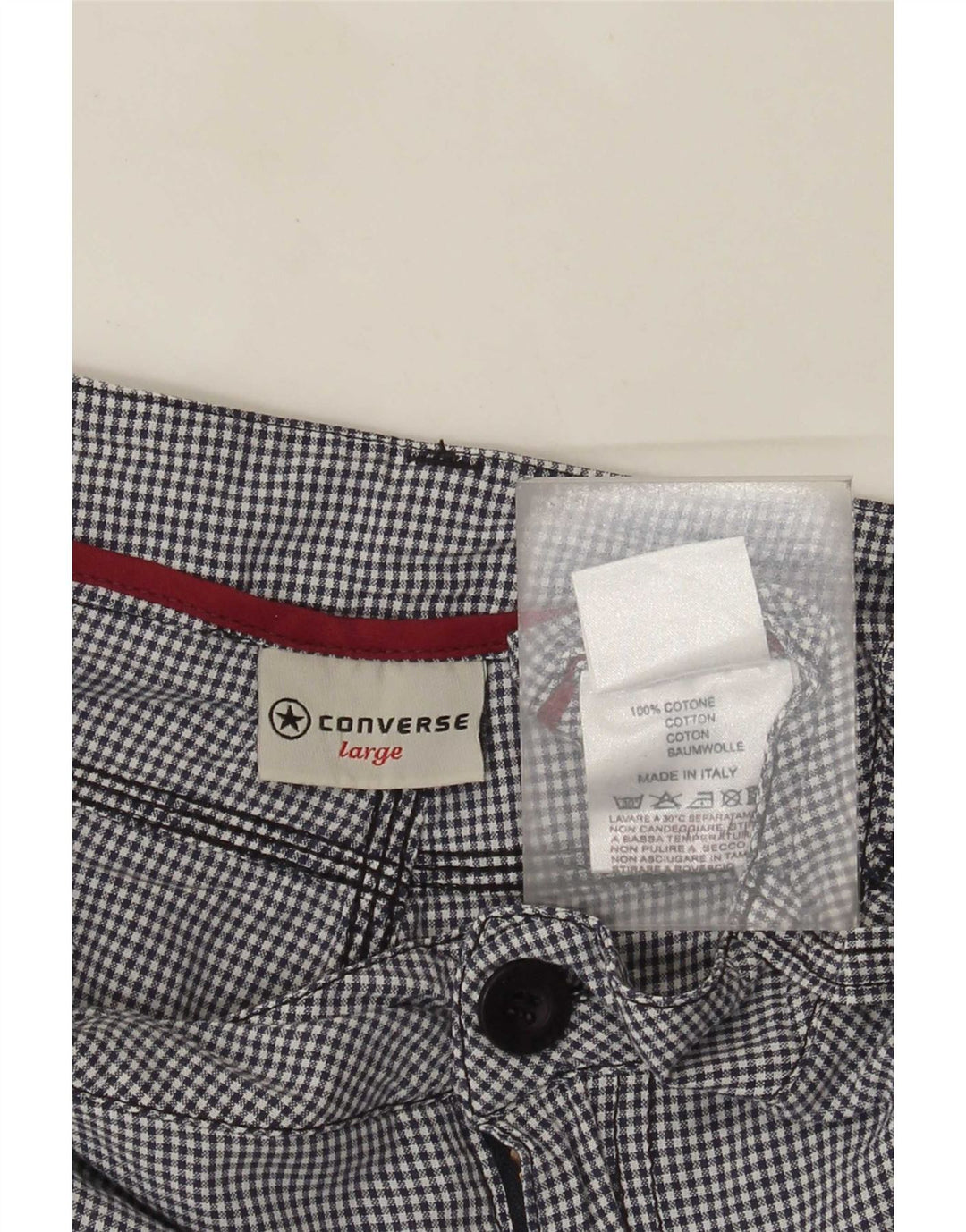 Converse Casual Shorts til kvinder store W34 Marineblå Gingham Bomuld