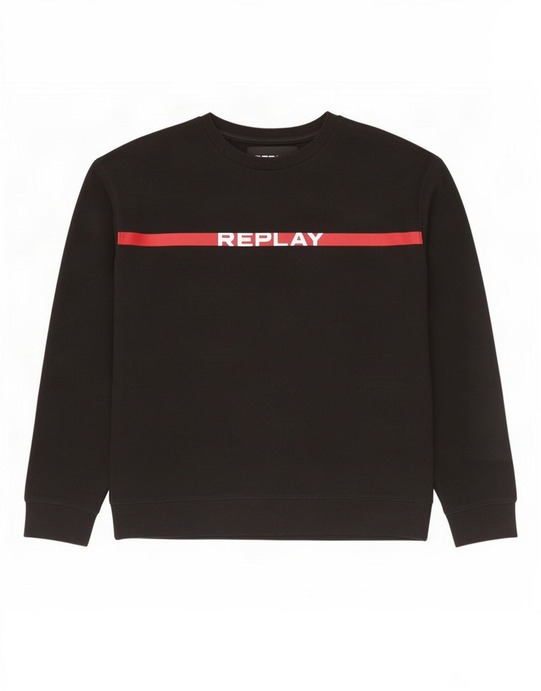 Replay Herre Grafisk Sweatshirt Jumper Stor Sort Colourblock Bomuld
