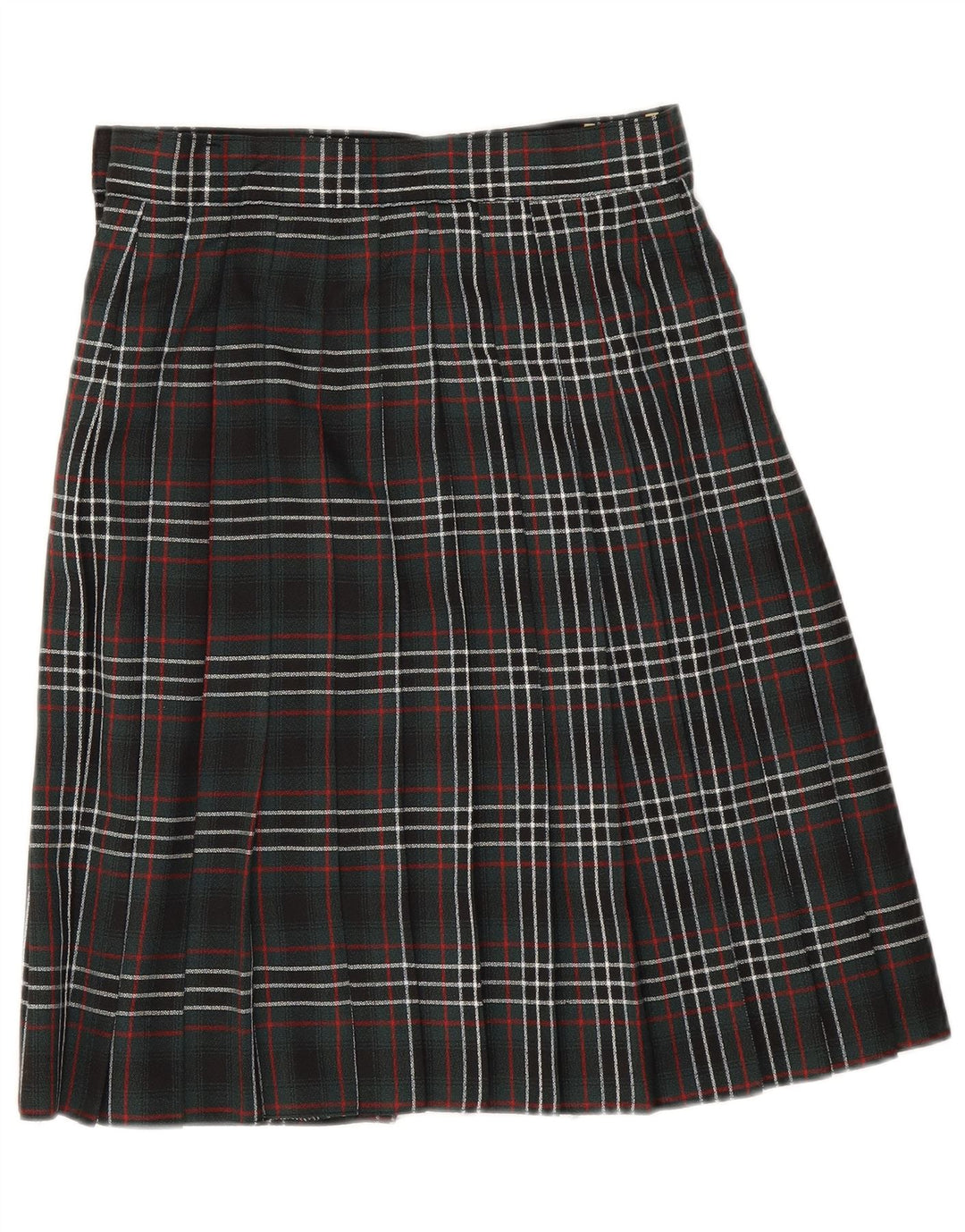 C&A Womens Wrap Skirt UK 10 Small W26 Green Plaid Polyester