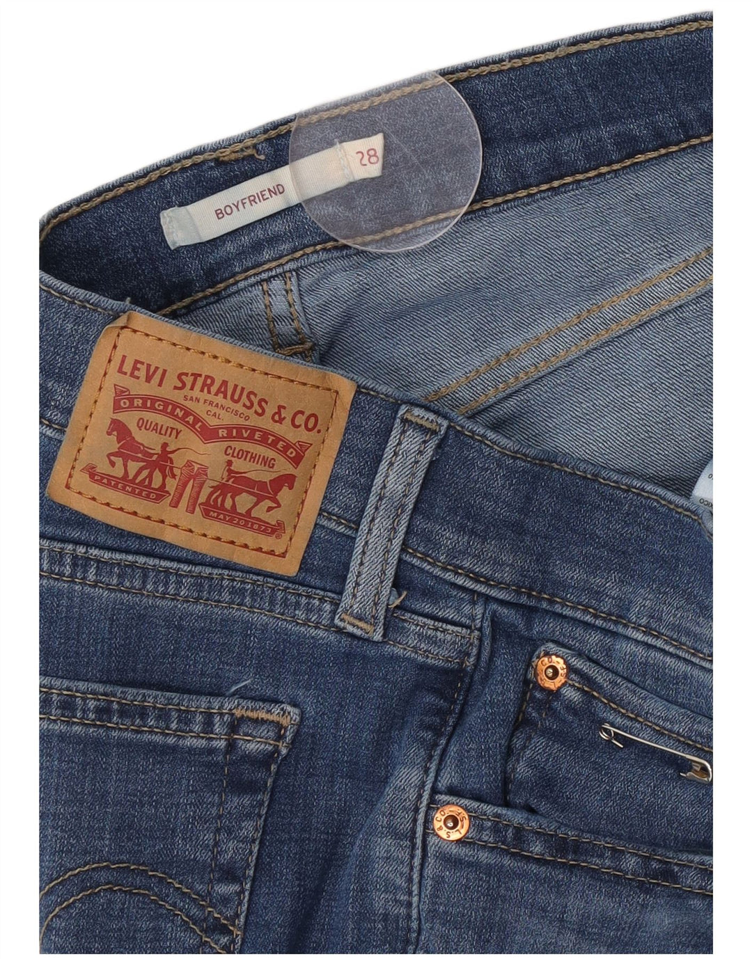 Levi's Womens Boyfriend Cropped Jeans W28 L26 Blå Bomuld