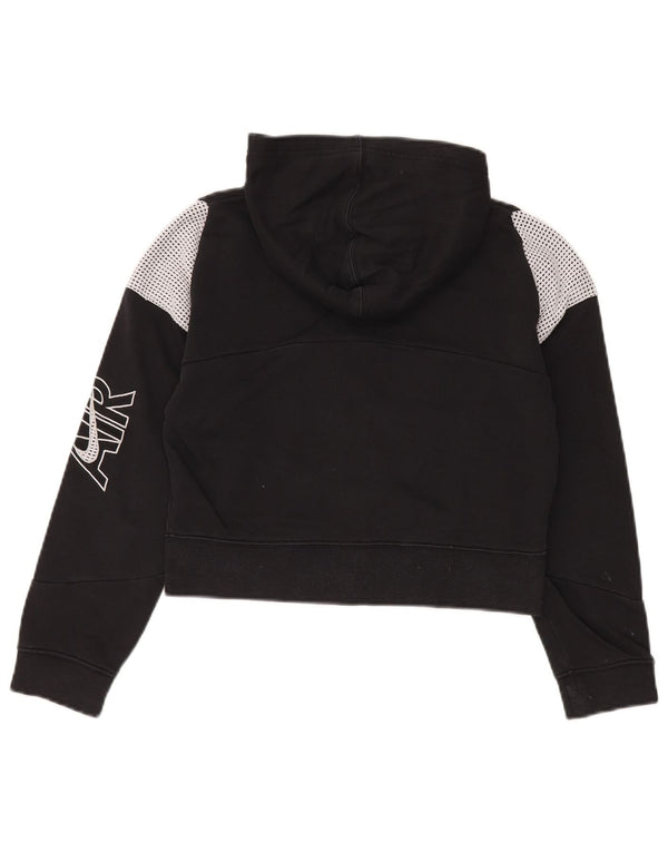 Nike Girls Crop hættetrøje med lynlås 12-13 år Stor sort farveblok