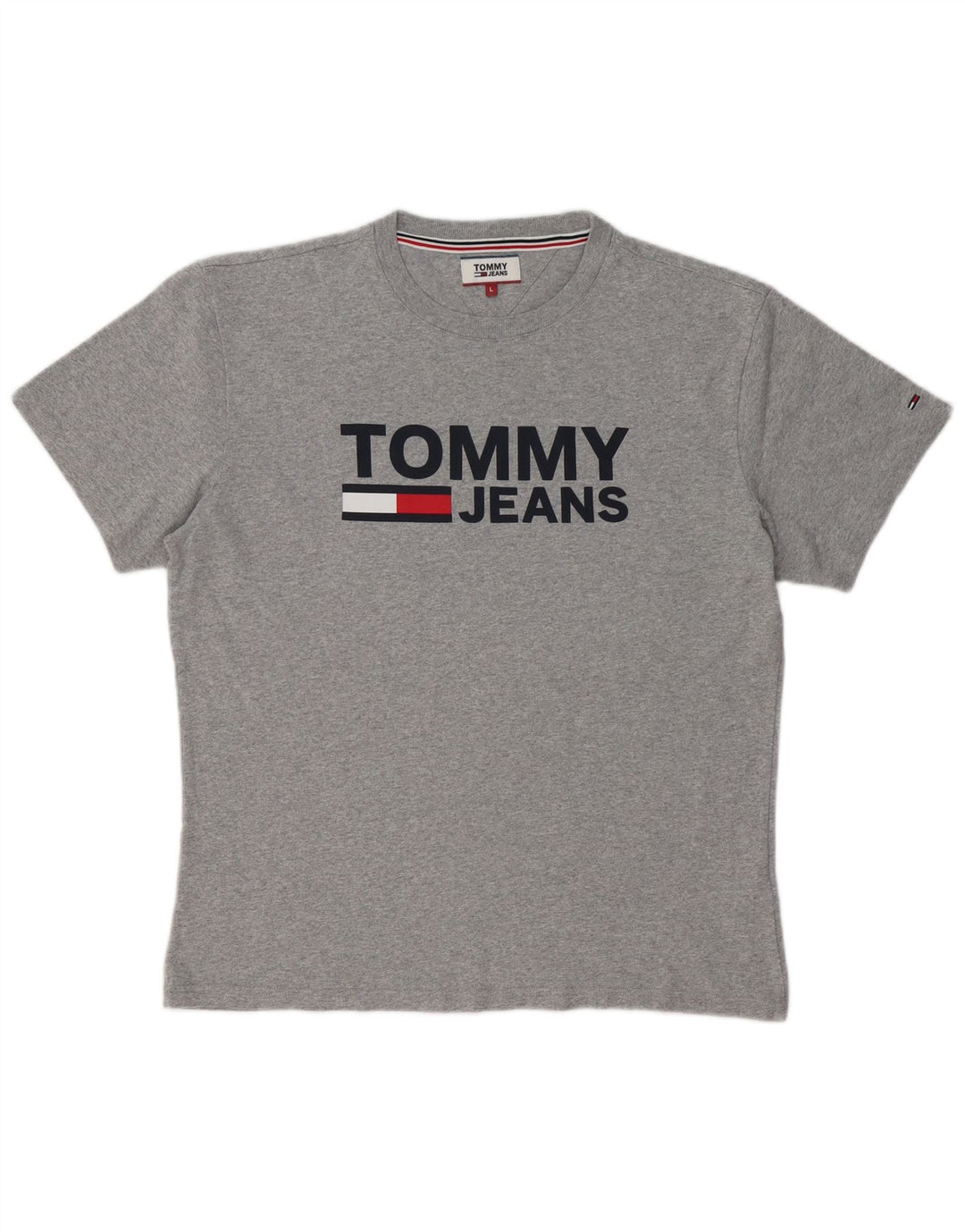 TOMMY HILFIGER Herre grafisk T-shirt Top Stor grå bomuld