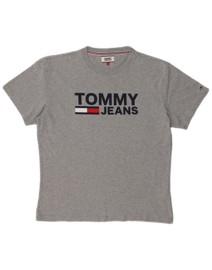 TOMMY HILFIGER Herre grafisk T-shirt Top Stor grå bomuld