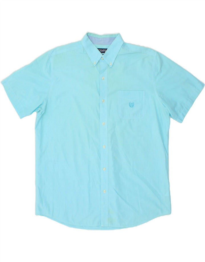 CHAPS Mens Tall Short Sleeve Shirt XL Turquoise Cotton Vintage Chaps and Second-Hand Chaps from Messina Hembry 