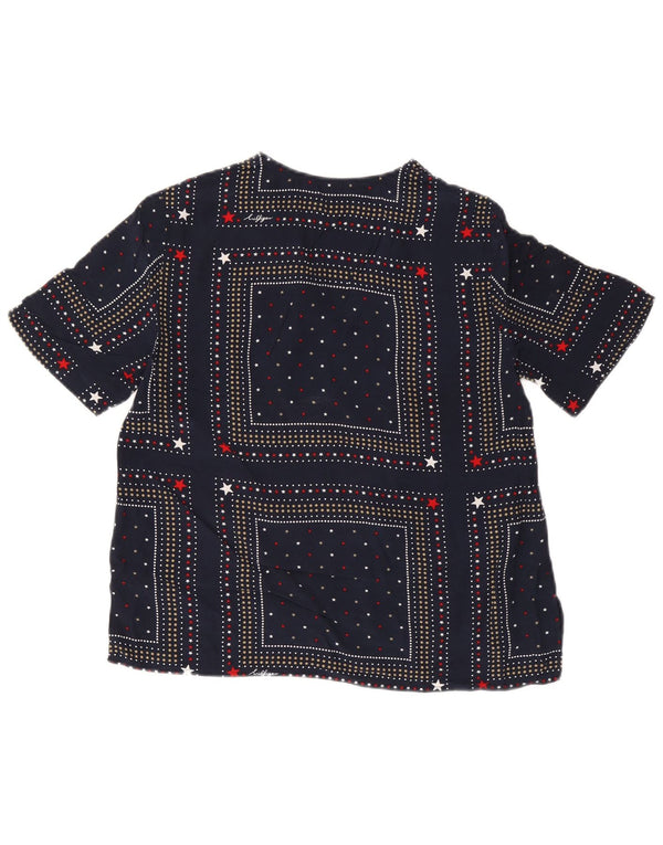 Tommy Hilfiger Damebluse Top US 6 Medium Navy Blue Plettet