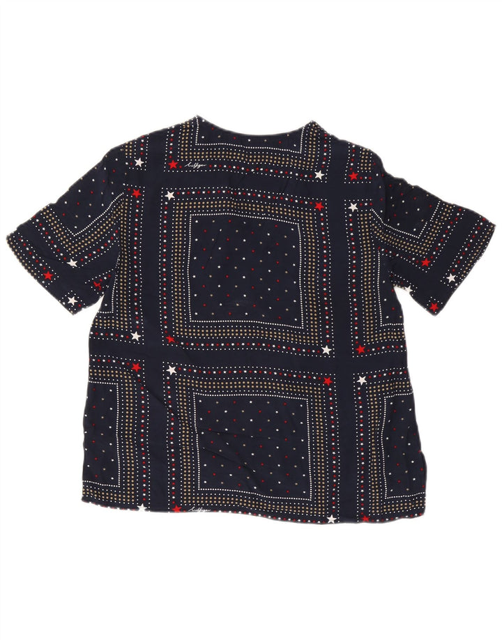 Tommy Hilfiger Damebluse Top US 6 Medium Navy Blue Plettet