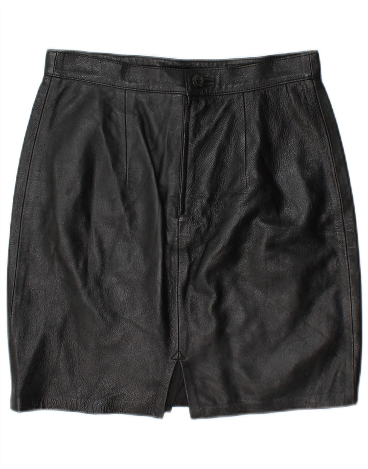 MARY ALBERT Dame Læder Nederdel IT 44 Medium W28 Sort Læder