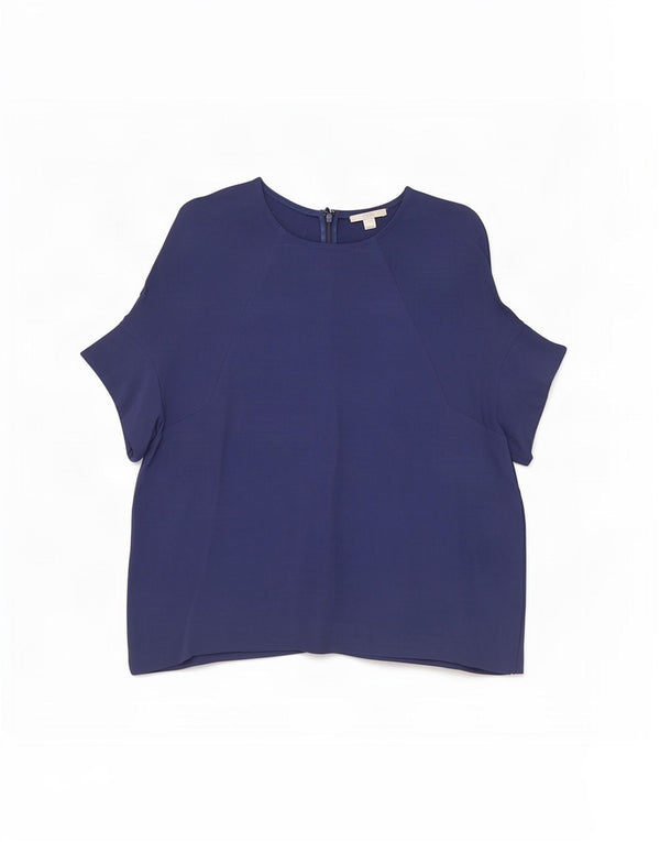 Cos Dame Bluse Top EU 40 Medium Navy Blue Viscose