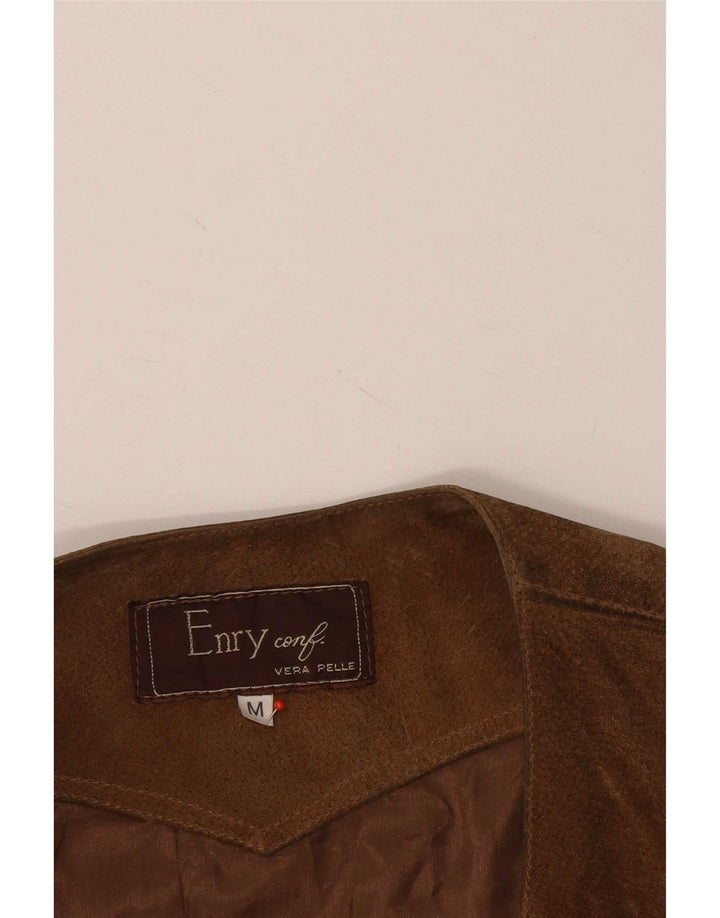 Vintage herre ruskind Utility Gilet UK 38 medium brunt læder