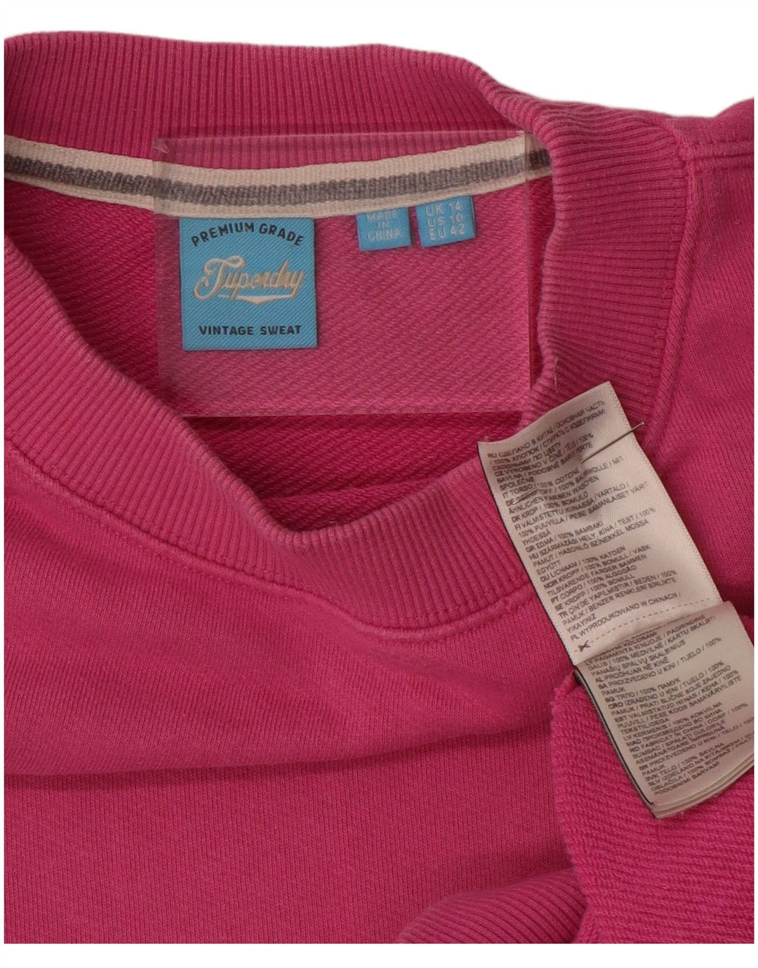 SUPERDRY Womens Oversized Sweatshirt Jumper UK 14 Large Pink Bomuld