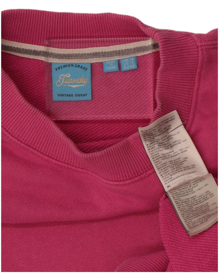 SUPERDRY Womens Oversized Sweatshirt Jumper UK 14 Large Pink Bomuld