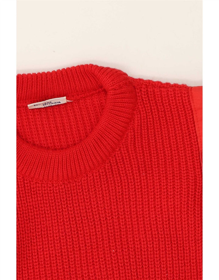 Vintage herre sweater med rund hals, medium rød uld