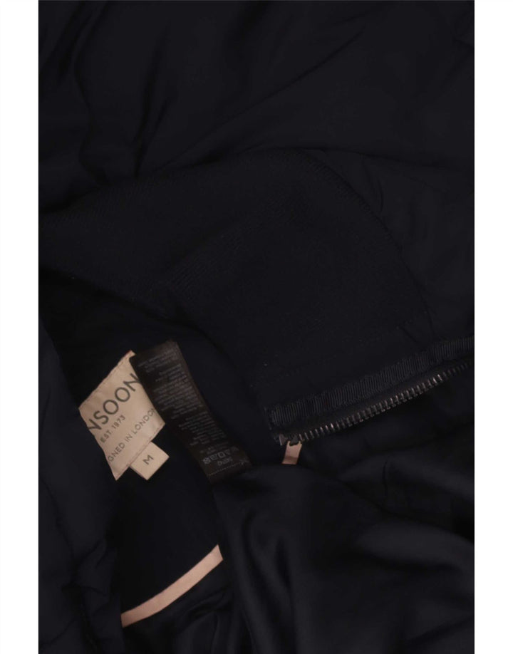 Monsoon Dame Hætte Polstret Jakke UK 14 Medium Navy Blue Polyester