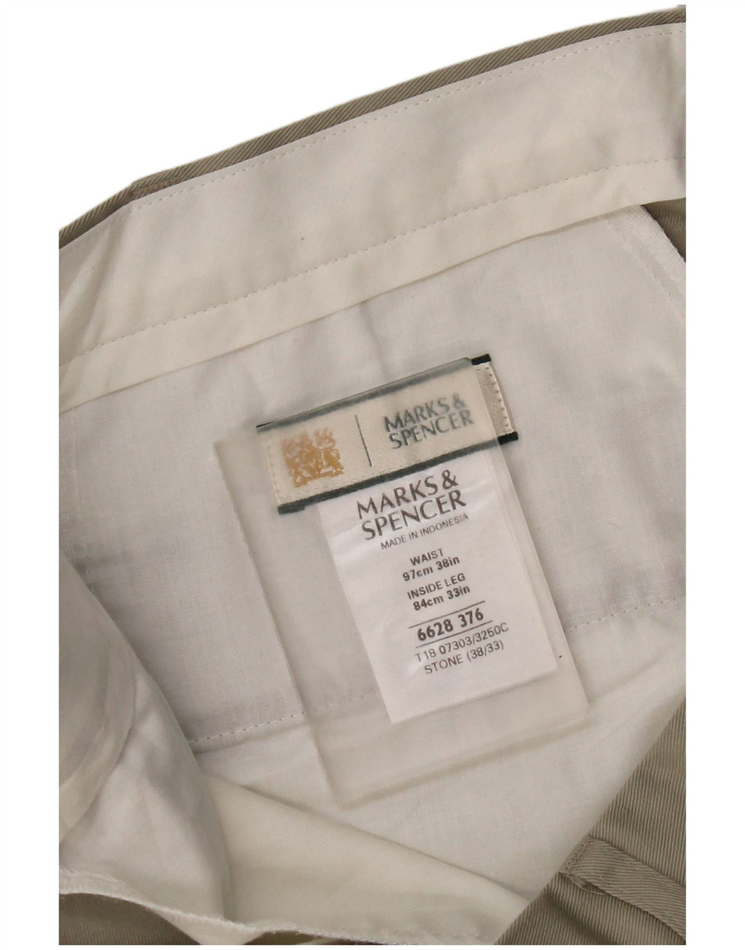 Marks & Spencer Herre Pegged Suit Bukser W38 L33 Beige Polyester