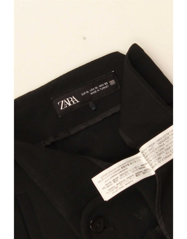 Zara kvinders højtaljede koniske chinobukser XL W32 L32 sort polyester