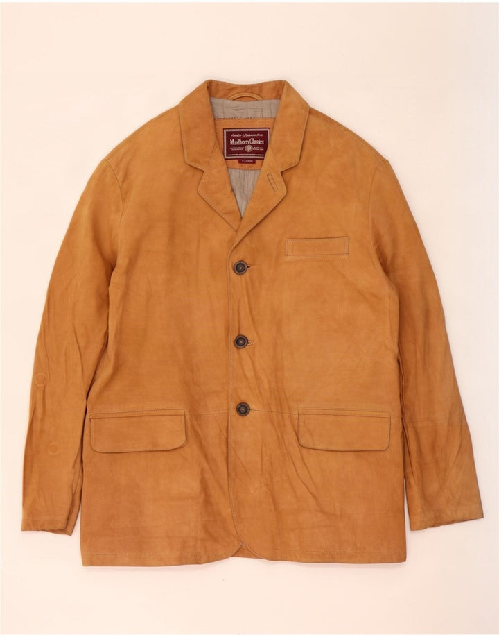 Marlboro Classics Herre 3-knaps ruskindsblazerjakke UK 42 XL Beige Læder