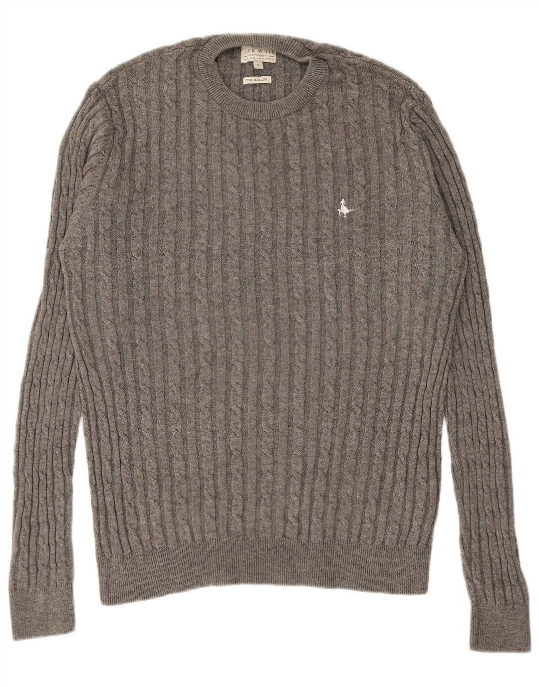 JACK WILLS Herre The Marlow Crew Neck Jumper Sweater Medium Grå