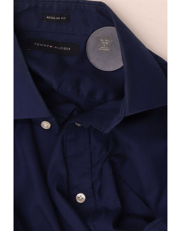 Tommy Hilfiger Herre Regular Fit skjorte str. 16 1/2 Large Blue Cotton