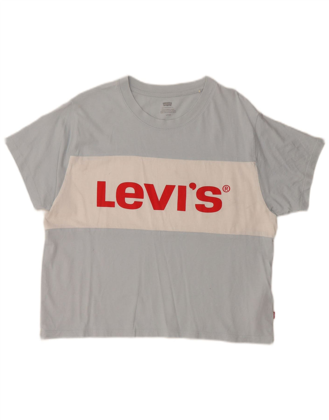 LEVI'S Dame Oversized grafisk T-shirt Top UK 10 Small Blue Colourblock