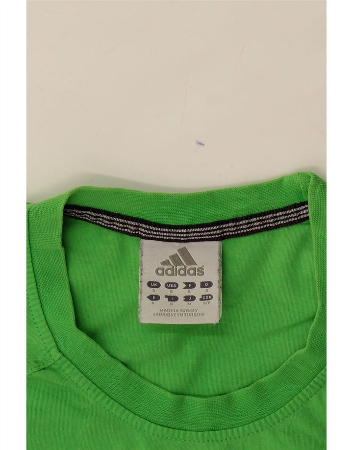 ADIDAS Mens Graphic T-Shirt Top Small Green Cotton Vintage Adidas and Second-Hand Adidas from Messina Hembry 