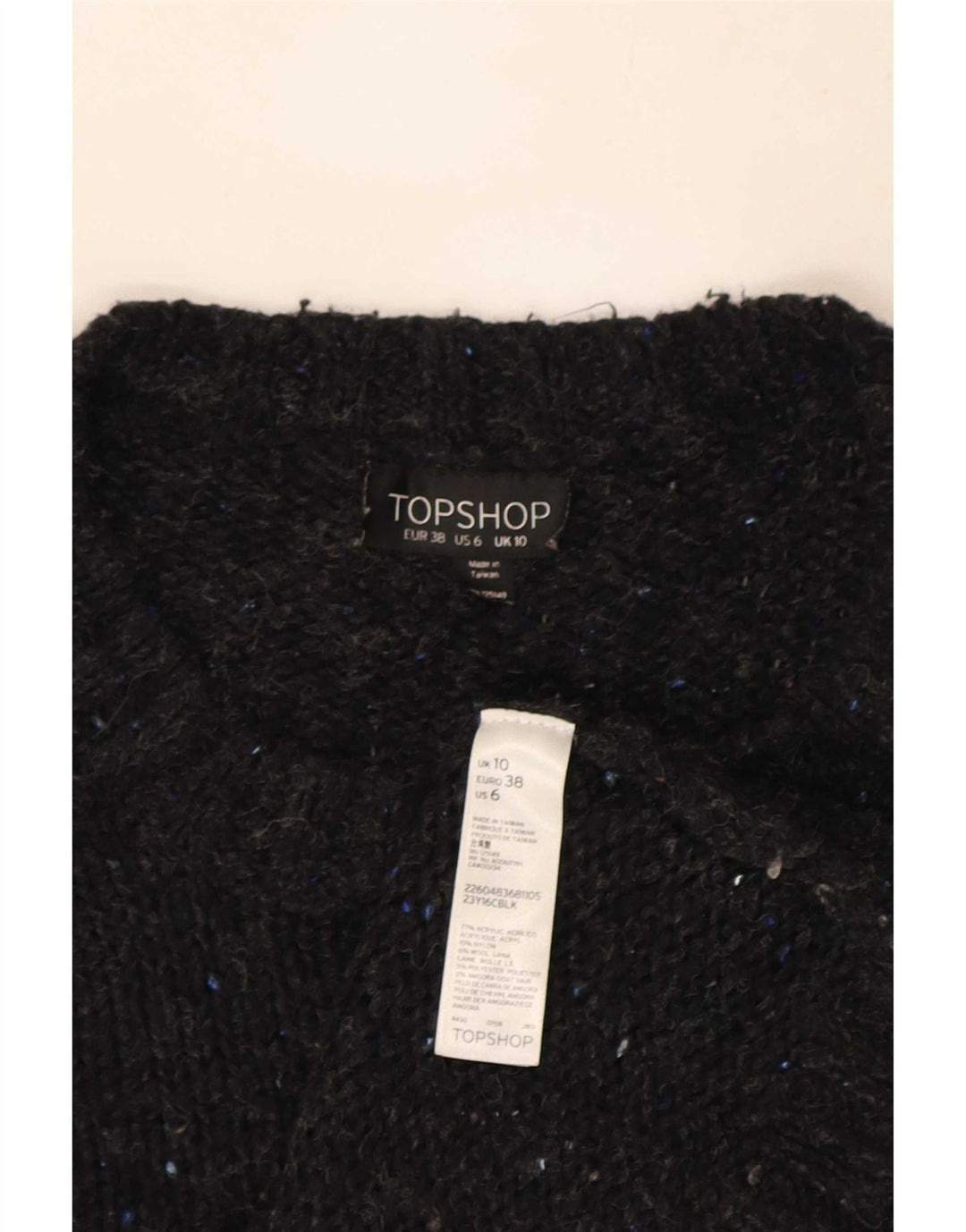 Topshop Dame Oversized Crew Neck Jumper Sweater UK 10 Small Grey Flecked