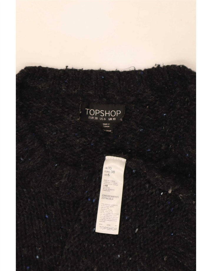 Topshop Dame Oversized Crew Neck Jumper Sweater UK 10 Small Grey Flecked