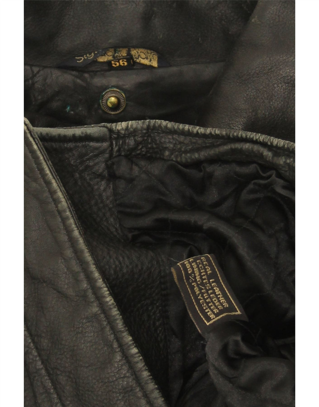 Vintage Herre Læderjakke IT 56 3XL Sort Læder