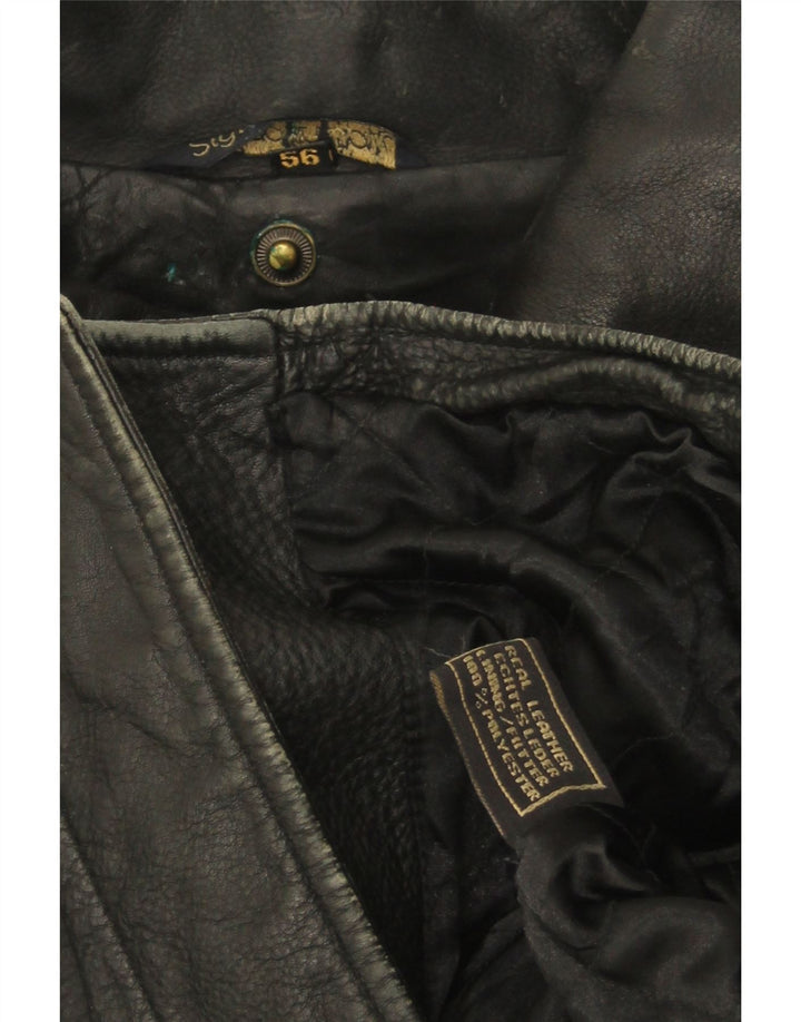 Vintage Herre Læderjakke IT 56 3XL Sort Læder