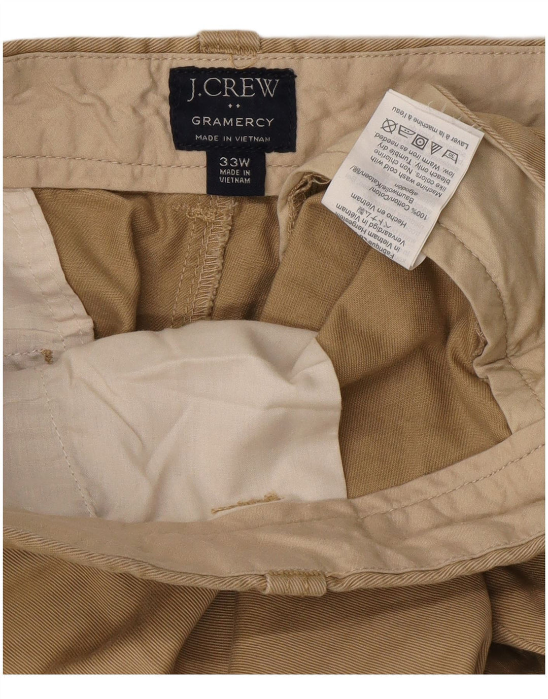 J. Crew Herre Gramercy Chino Shorts W33 Medium Beige Bomuld