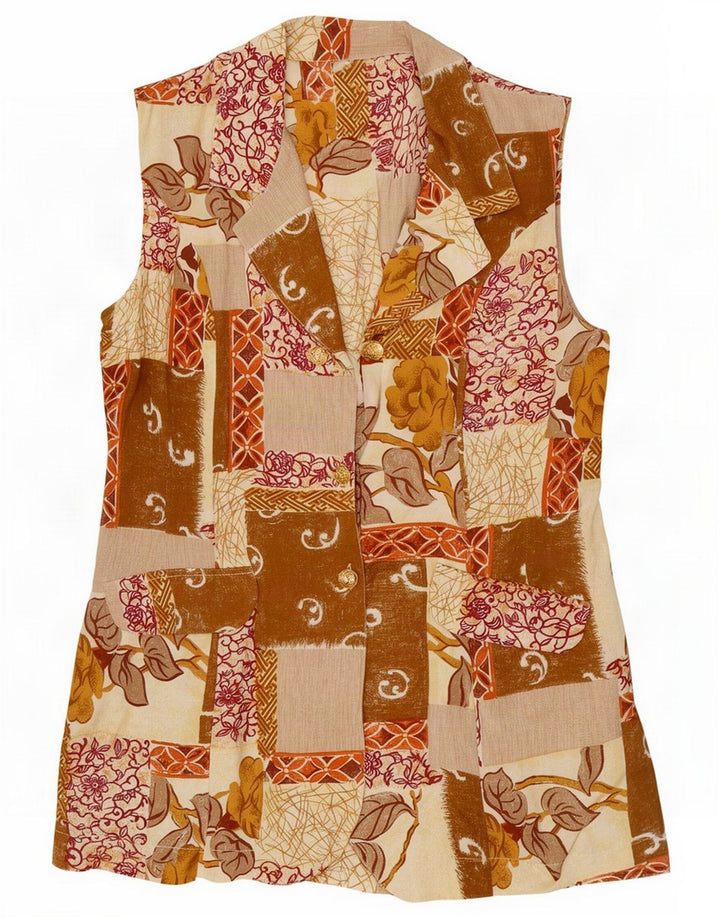 Vintage damevest UK 12 Medium Beige Patchwork