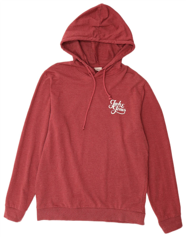 JACK & JONES Mens Hoodie Jumper Large Red Cotton