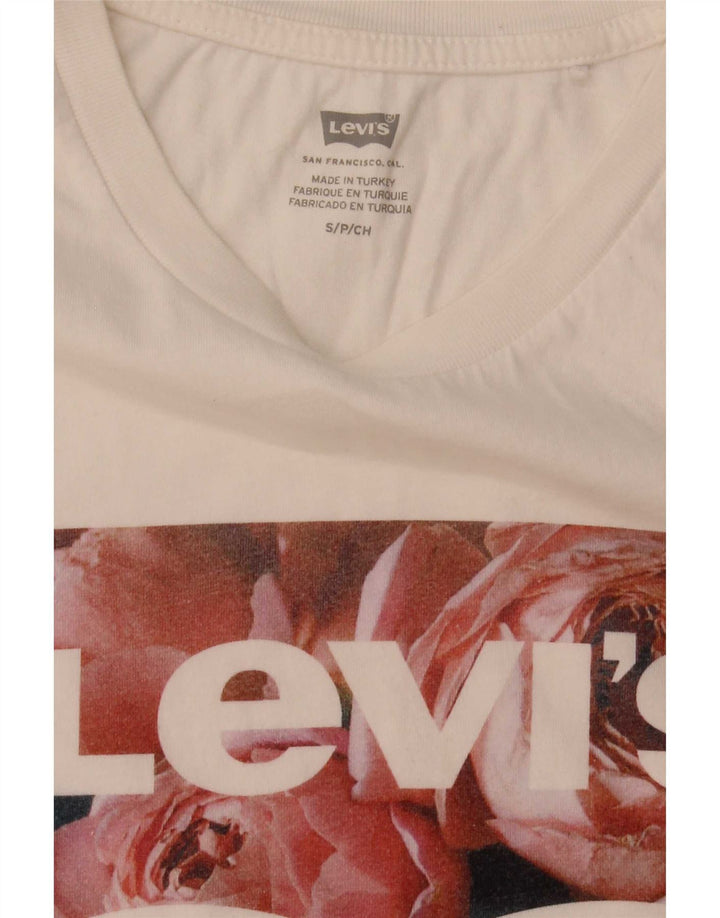 Levi's Dame Grafisk T-Shirt Top UK 10 Small White