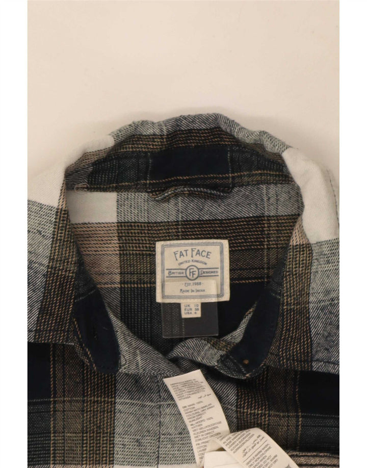 Fat Face Dame Oversized Flanell Shirt UK 10 Small Grey Ternet Bomuld