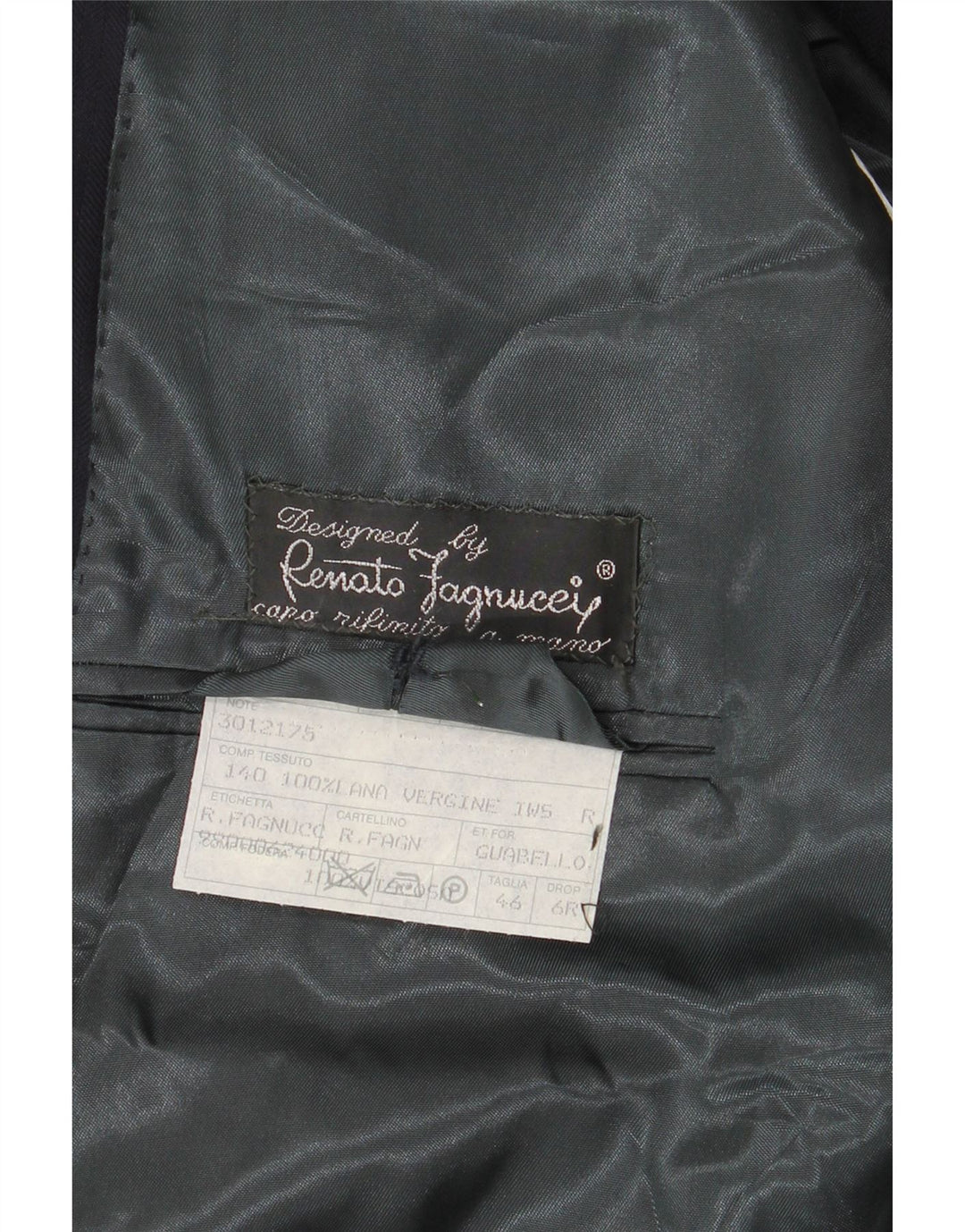 Renato Fagnucei Herre Blazer Jacket IT 46 Small Navy Blue Pinstripe