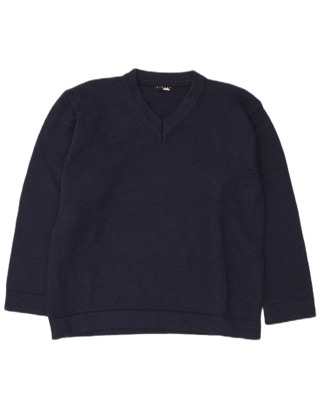 SISLEY Herre V-hals sweater Stor marineblå uld