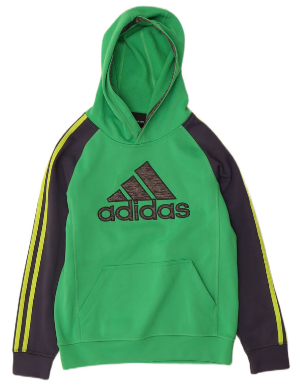 ADIDAS Climawarm hættetrøje til drenge 10-11 år mellemgrøn farveblok