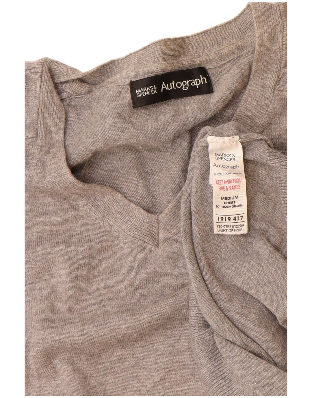 Marks & Spencer Dame Autograph V-hals Jumper Sweater UK 14 Medium Grey