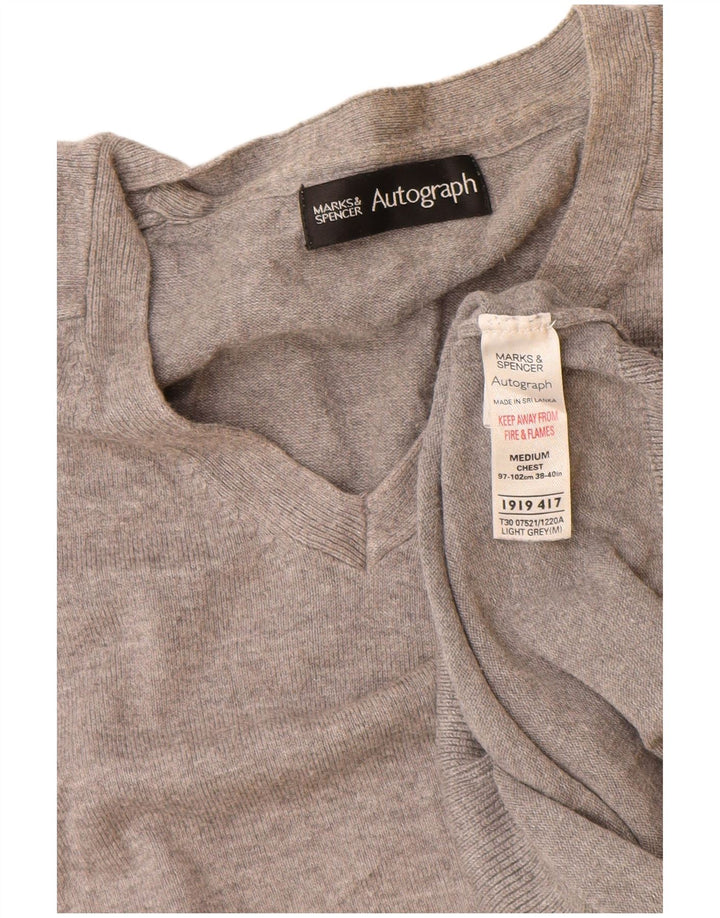 Marks & Spencer Dame Autograph V-hals Jumper Sweater UK 14 Medium Grey
