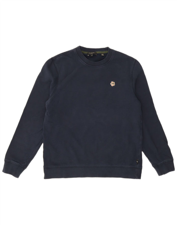 Ted Baker Herre Sweatshirt Jumper Størrelse 3 Medium Navyblå Bomuld