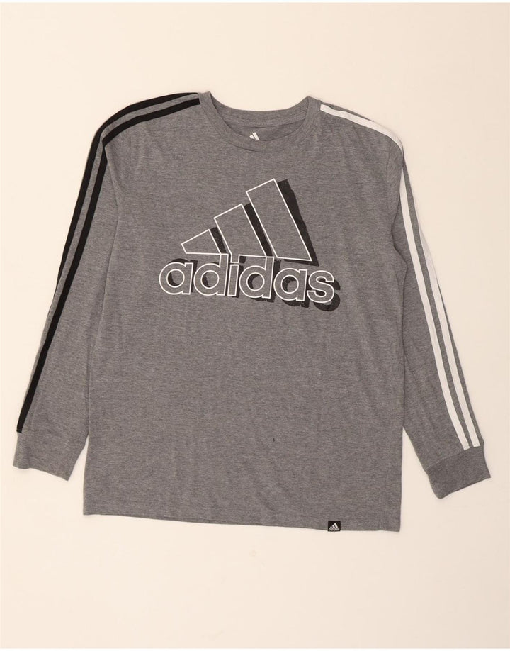 ADIDAS Boys Graphic Top Long Sleeve 12-13 Years Large Grey Cotton Vintage Adidas and Second-Hand Adidas from Messina Hembry 