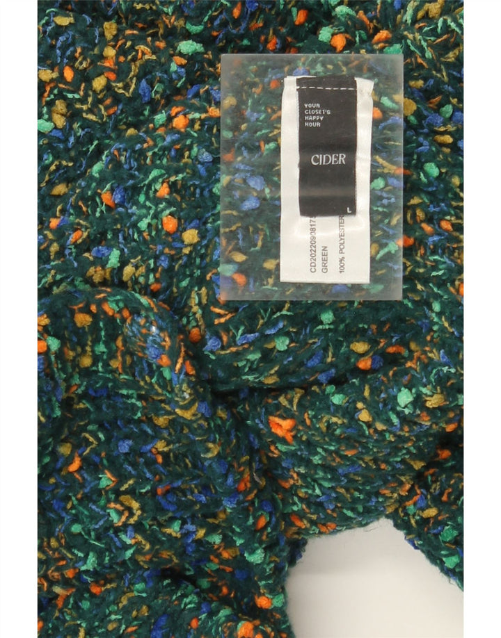 Cider Dame Crop Cardigan Sweater UK 16 Large Green Flecked Polyester
