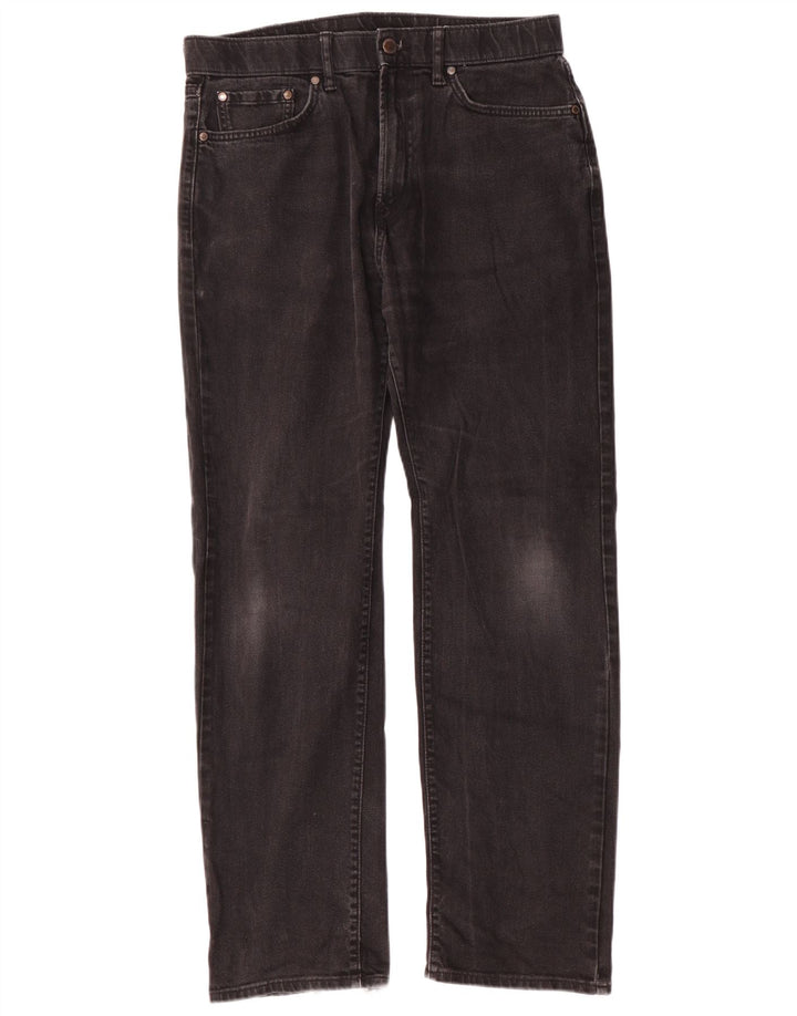 Marks & Spencer Herre Regular Straight Jeans W32 L31 Sort Bomuld